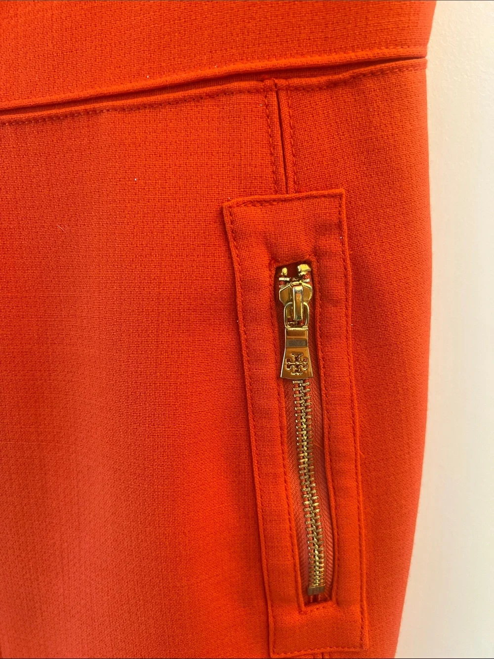 Tory Burch Sleeveless Orange Zip-Front Sheath Dress
